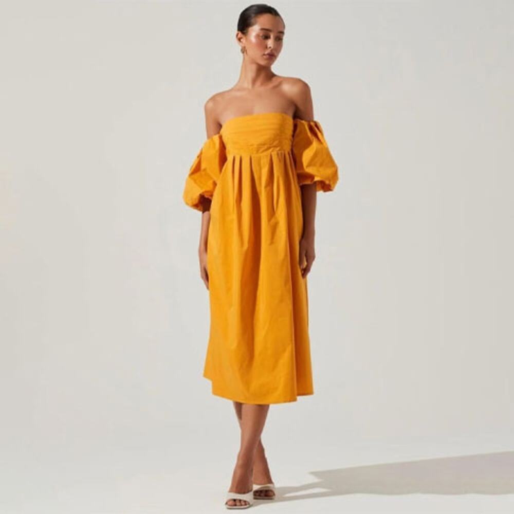 NWT Astr The Label Carlin Off Shoulder Midi Dress *Broken Zipper - Size S
